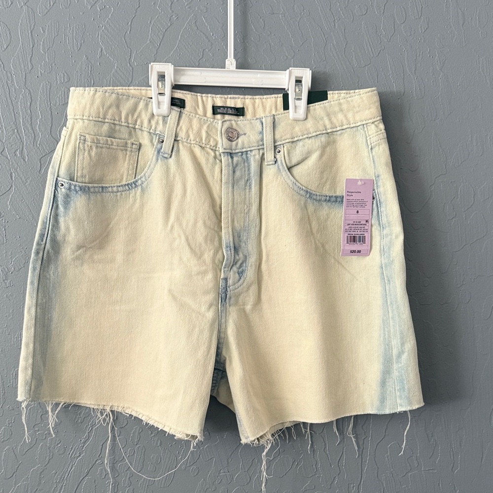 Wild Fable Cream and Light Blue Jean Shorts